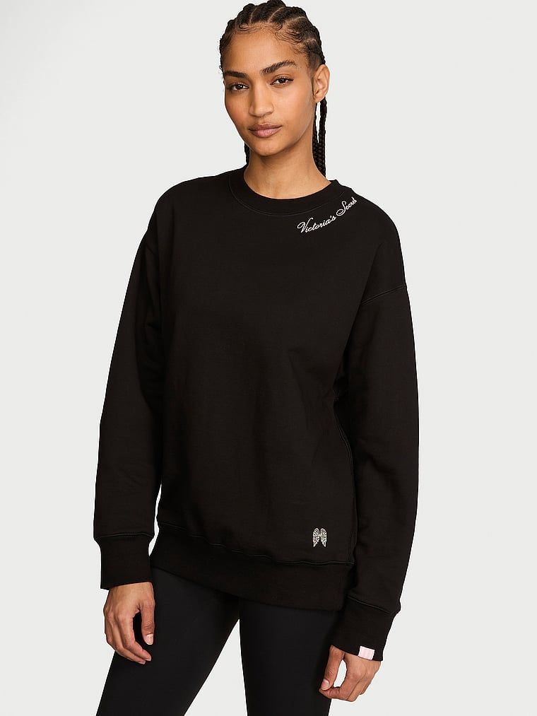 Hanorac din bumbac fleece fără efort. Produsul este negru și provine din colecția Angel Essentials.