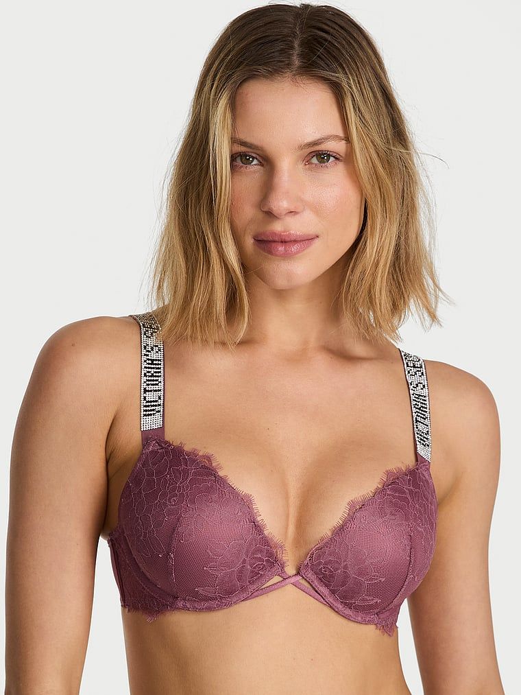 Very Sexy Sutien Push-Up din dantelă Shine Strap