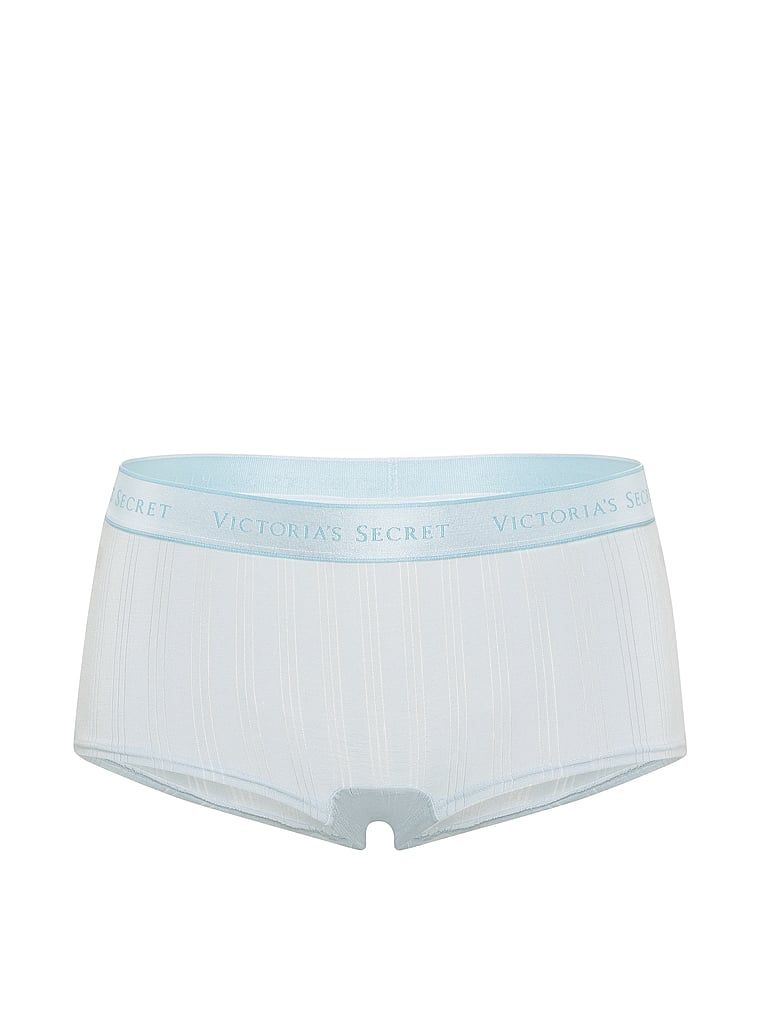 Pantaloni scurți din modal Ultra-Fine Logo Boyshort. Produsul este de culoare albastră și provine din colecția Bumbac.