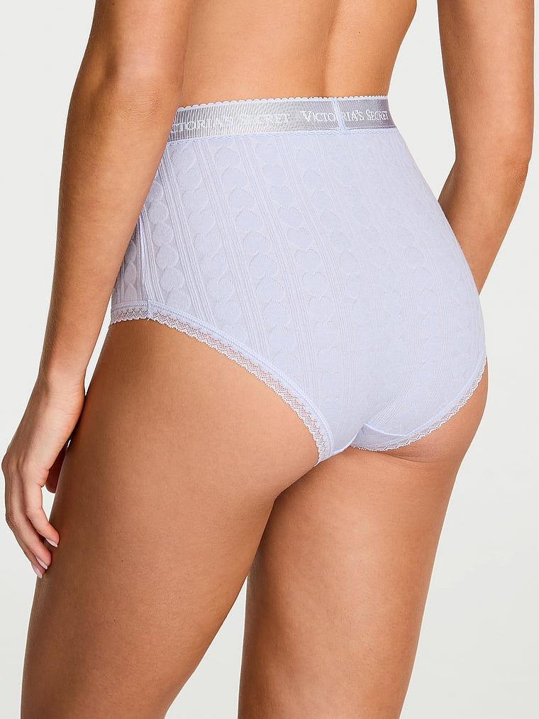 Chiloți din bumbac cu talie înaltă, inimioare și logo-ul Heart Pointelle Brief. Produsul este de culoare mov și provine din colecția Bumbac.