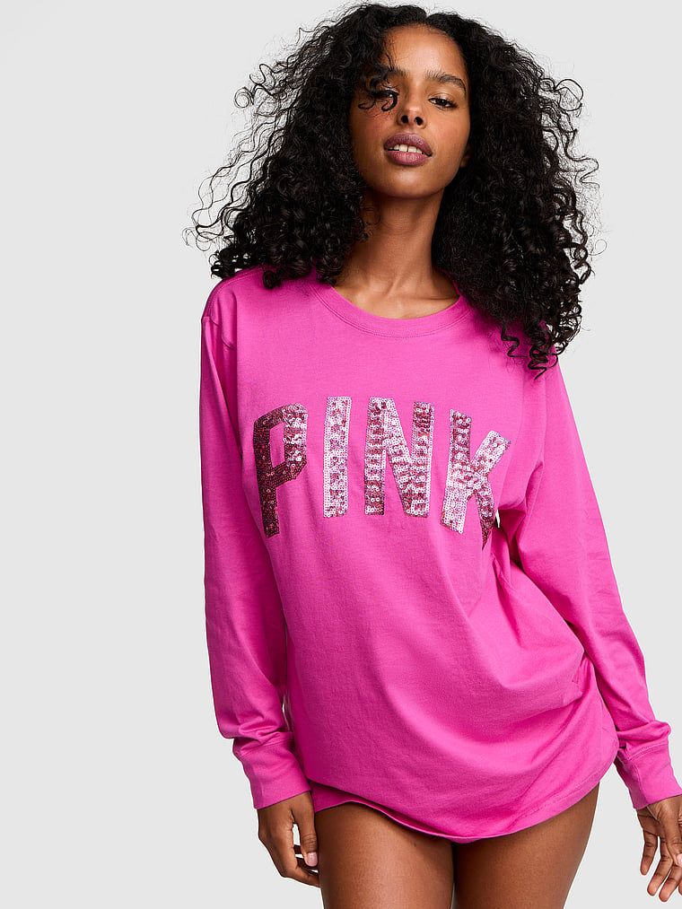 PINK Tricou Campus Cotton cu mânecă lungă