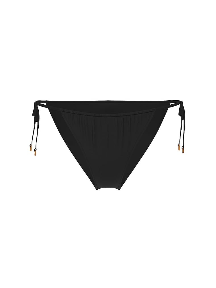 Slip esențial cu legătură laterală Itsy Bikini. Produsul este negru și provine din colecția Victoria's Secret Swim.