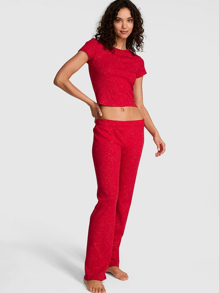 Set Pointelle: tricou și pantaloni pijama