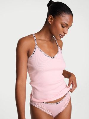 Victoria's Secret Top Cami cochet din bumbac cu nervuri
