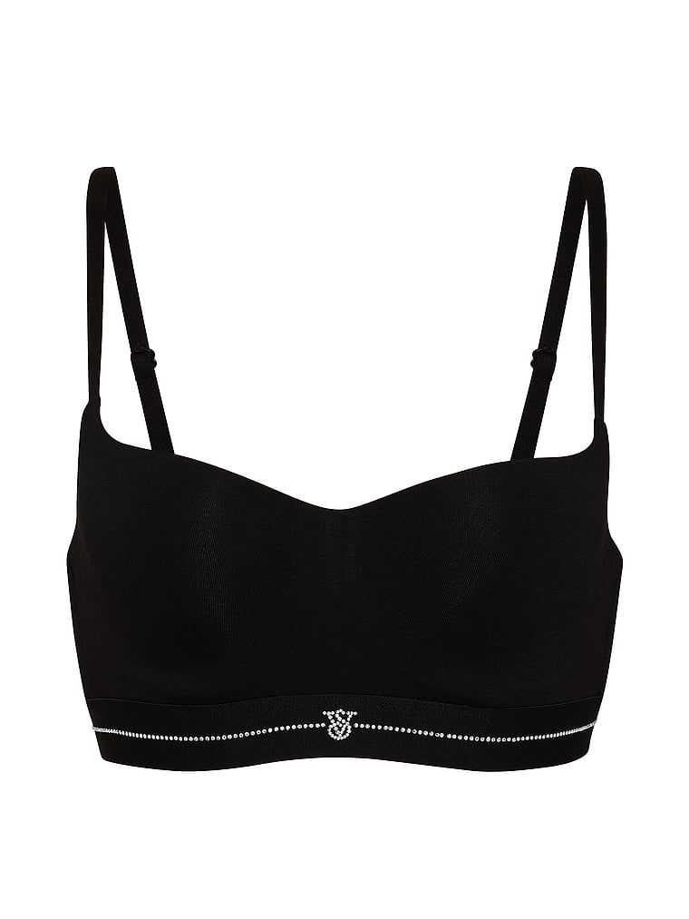 Sutien balconette din bumbac ușor căptușit, Signature Shine. Produsul este negru și provine din colecția de tricouri.