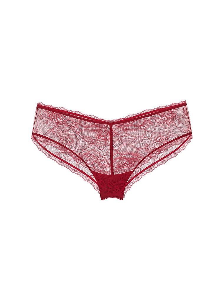 Chiloți din dantelă cu picioare înalte Rose Lace Cheeky. Produsul este de culoare roșie și provine din colecția Very Sexy.