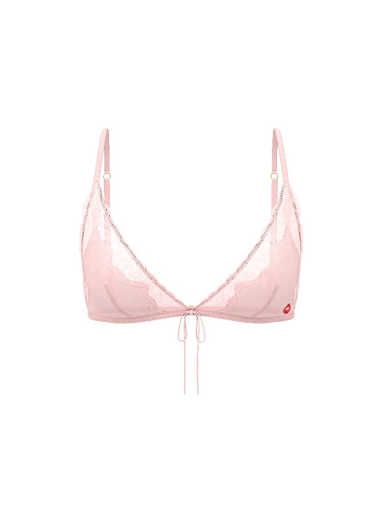 Sutien din satin Tease Kiss. Produsul este roz și provine din colecția Victoria's Secret.