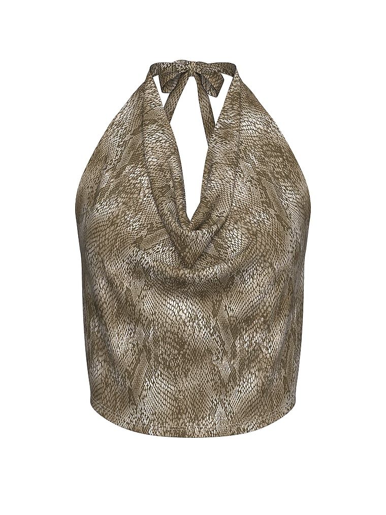 Costum de plajă legat la gât. Produsul este modelat și provine din colecția Victoria's Secret Swim.