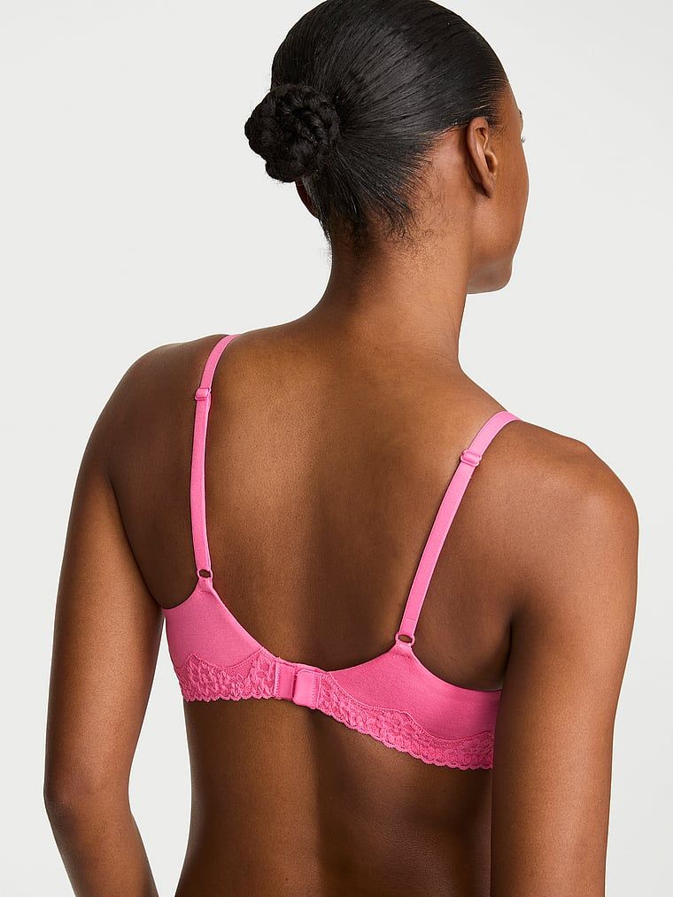 Sutien din bumbac ușor căptușit, Lace-Trim. Produsul este roz și provine din colecția de tricouri.