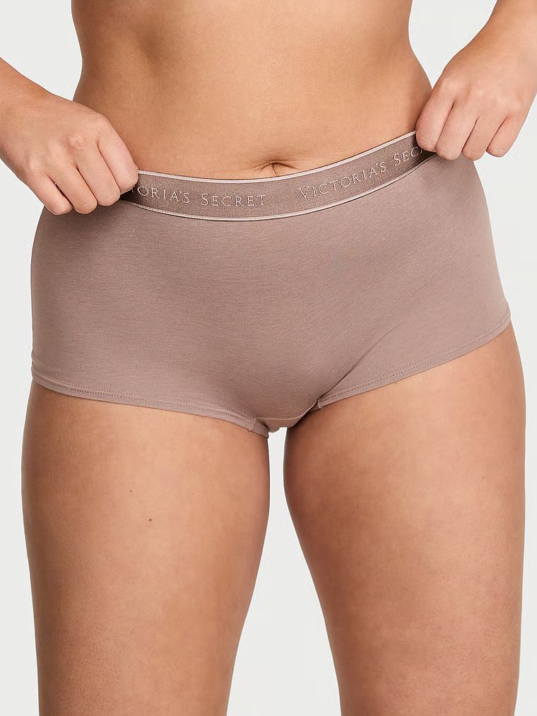 Cotton Chiloți Boyshort din bumbac, cu logo aplicat