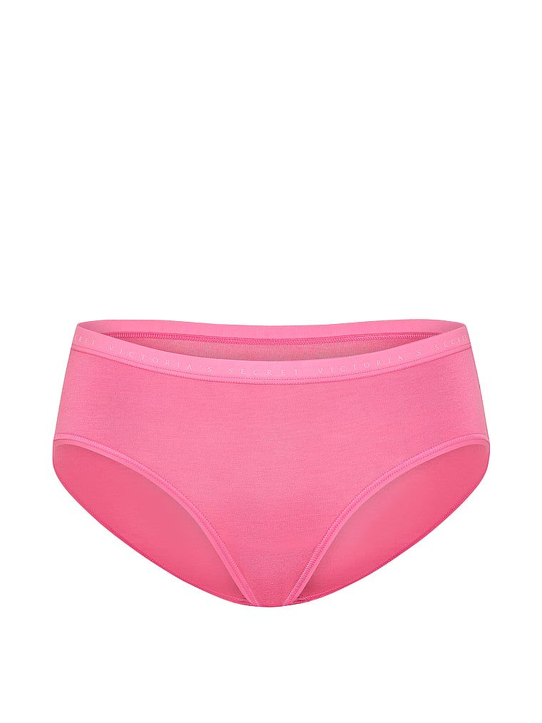 Chiloți din bumbac cu hiphugger. Produsul este roz și provine din colecția Victoria's Secret.