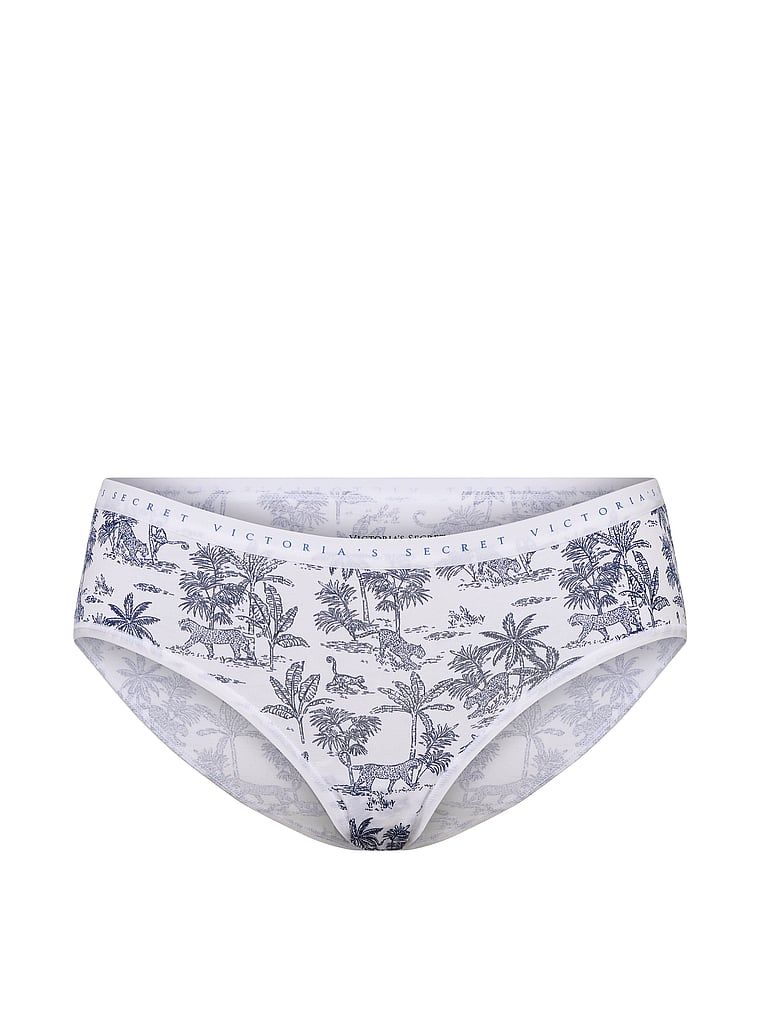 Chiloți din bumbac cu hiphugger. Produsul este modelat și provine din colecția Victoria's Secret.