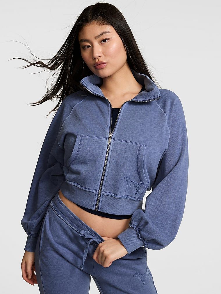 Bluză Campus Terry cu guler înalt cu fermoar