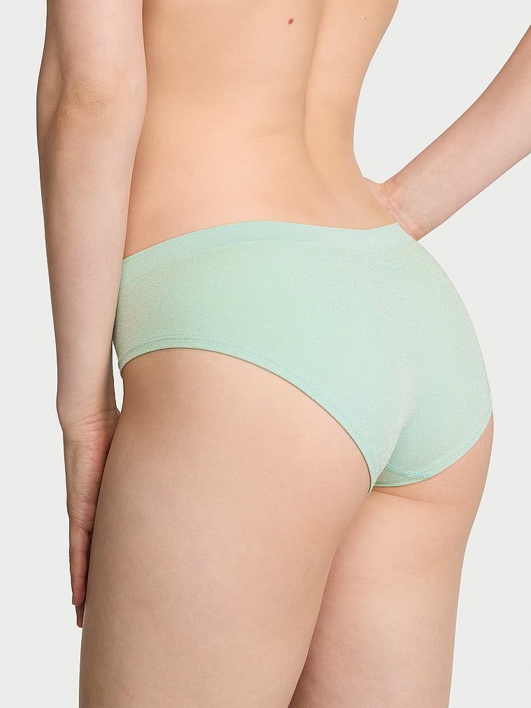 Chiloți din material lucios Shimmer Hiphugger. Produsul este de culoare verde și provine din colecția Seamless (Seamless Collection).
