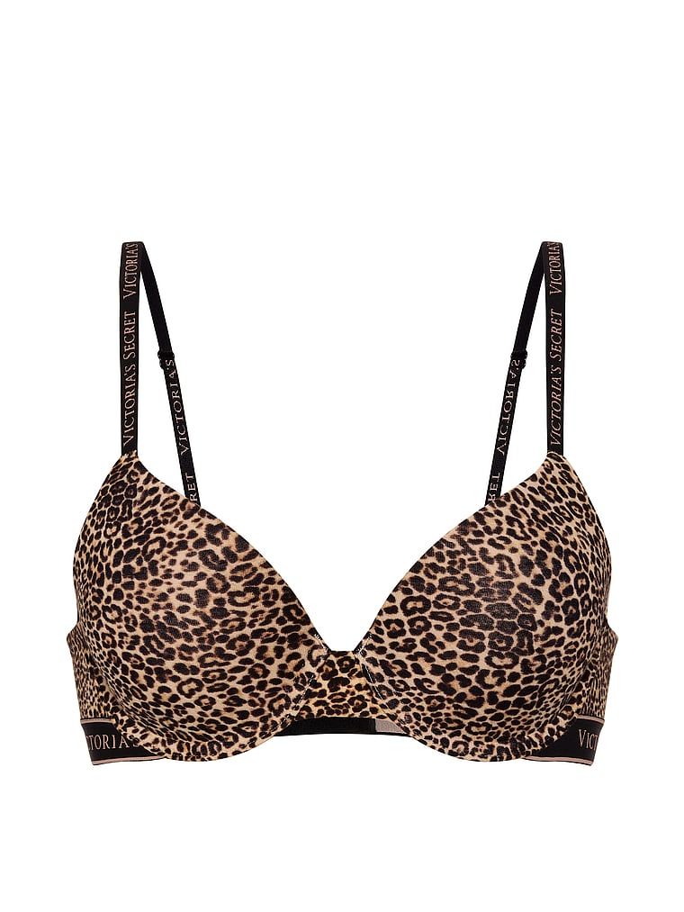 Sutien de bumbac push-up Perfect Shape. Produsul are o culoare cu motiv animal și provine din colecția de tricouri.