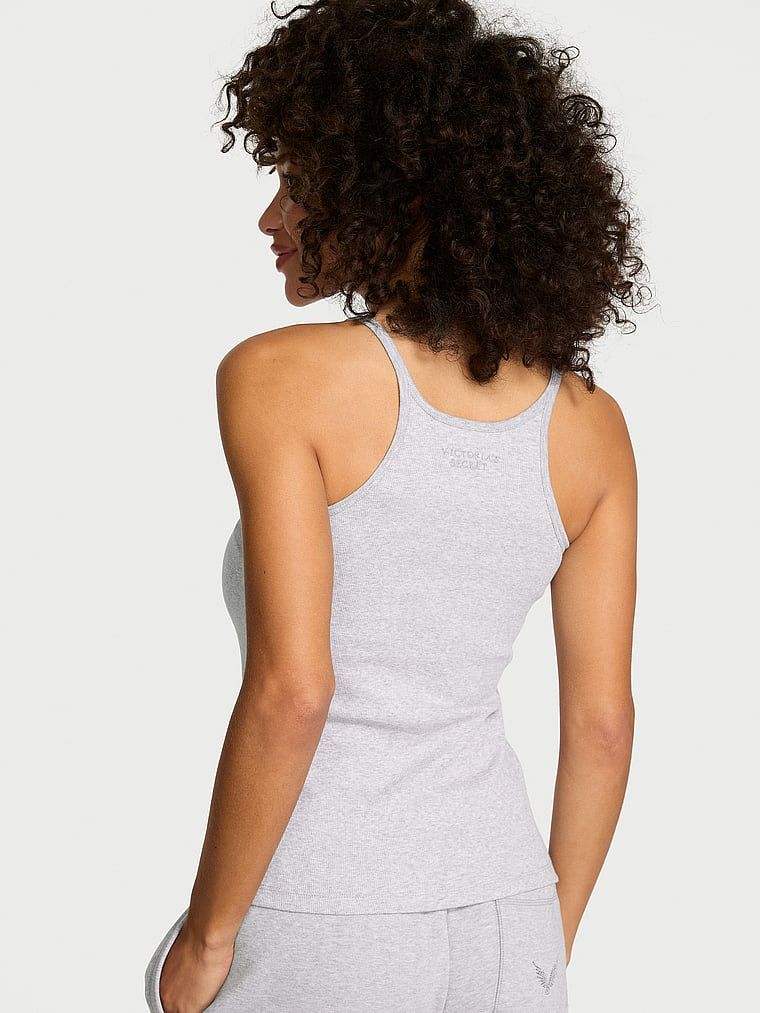 Topul de dormit din bumbac mix & match. Produsul este de culoare gri și provine din colecția Victoria's Secret.