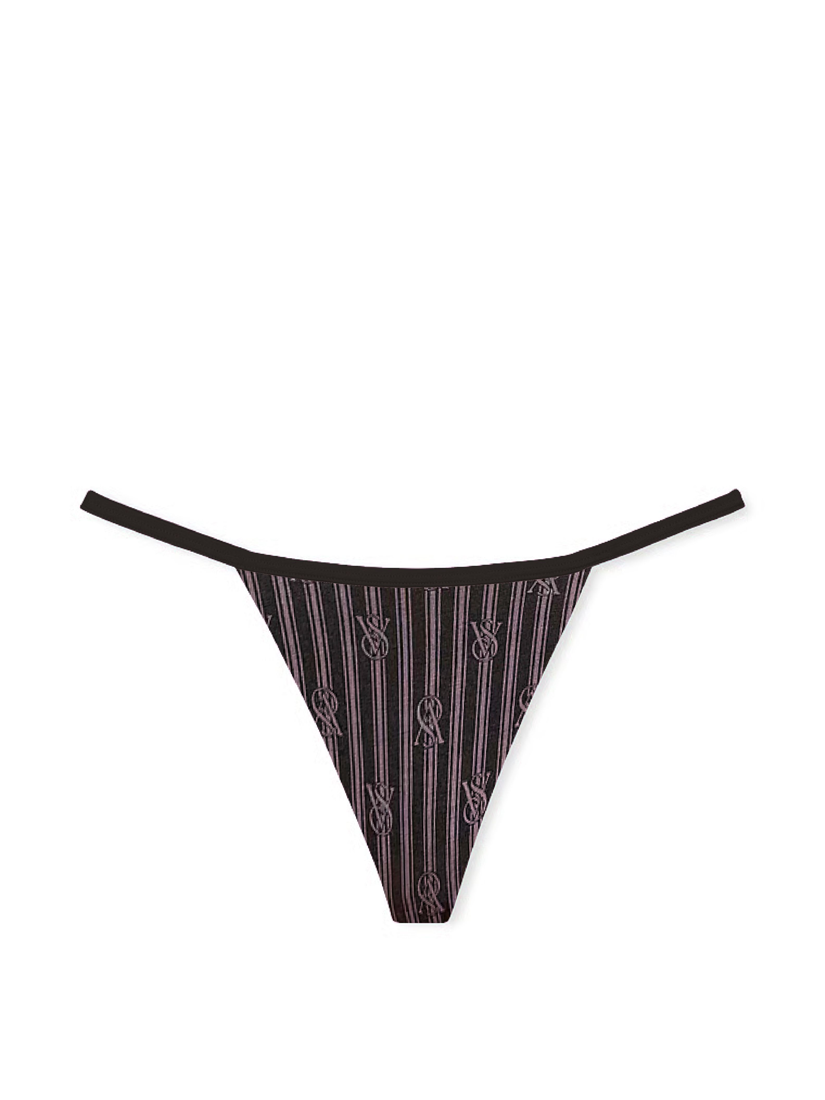 Tanga din bumbac elastic. Produsul are un model în dungi și provine din colecția Victoria's Secret.