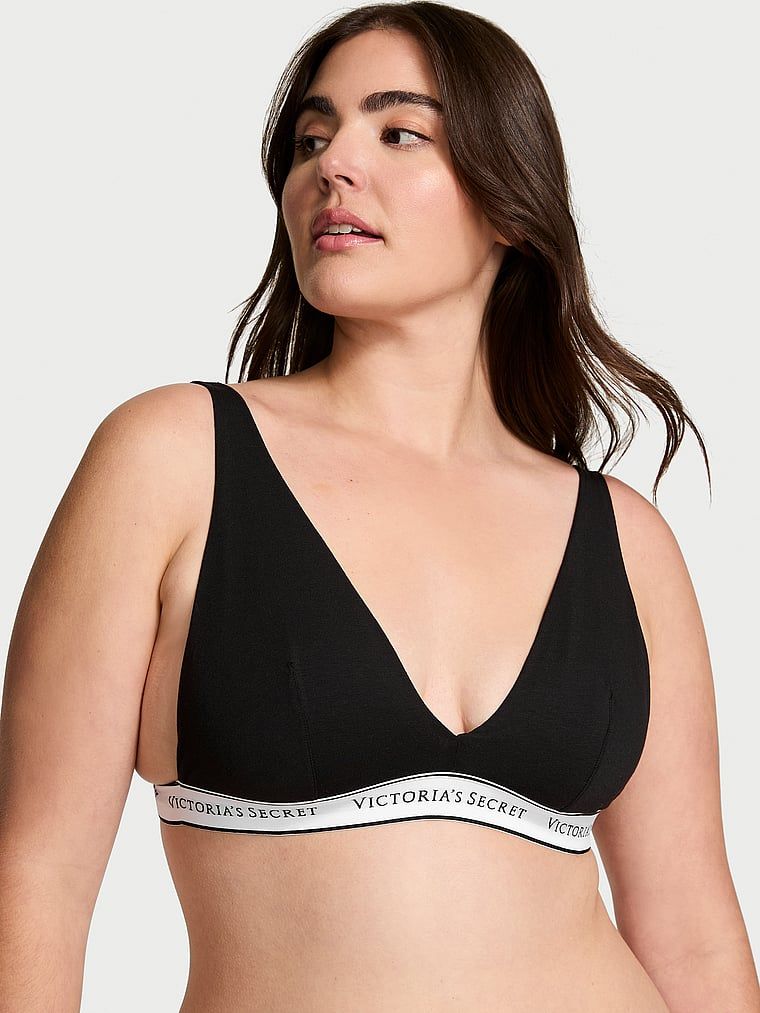 T-shirt Sutien Bralette Plunge din bumbac, fără sârme