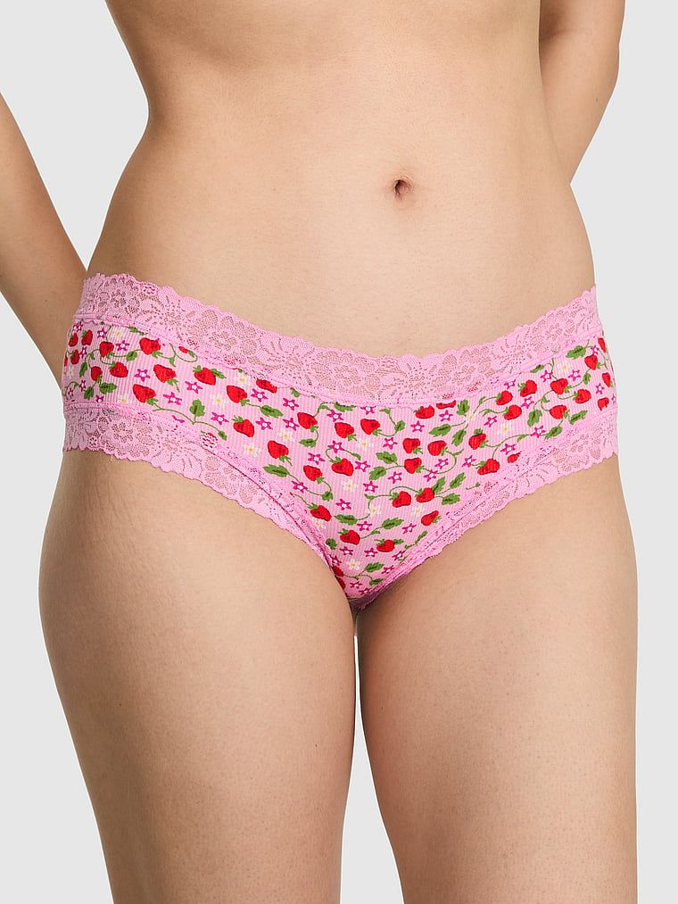 Chilot cheeky din bumbac cu margine din dantelă