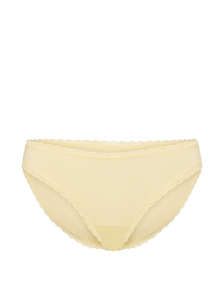 Chiloți din bumbac cu dantelă cu dantelă și baie de baie. Produsul este galben și provine din colecția Lace Trim.