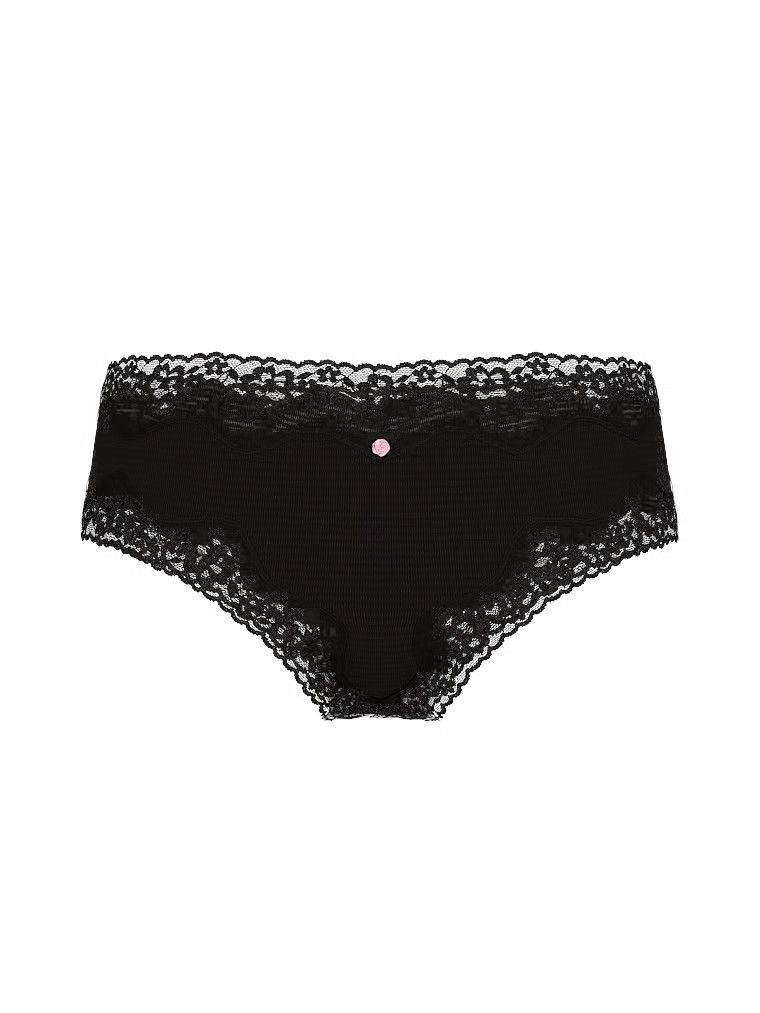 Chiloți din bumbac cu dungi cu dantelă pe margini Cheeky. Produsul este negru și provine din colecția Lacie.