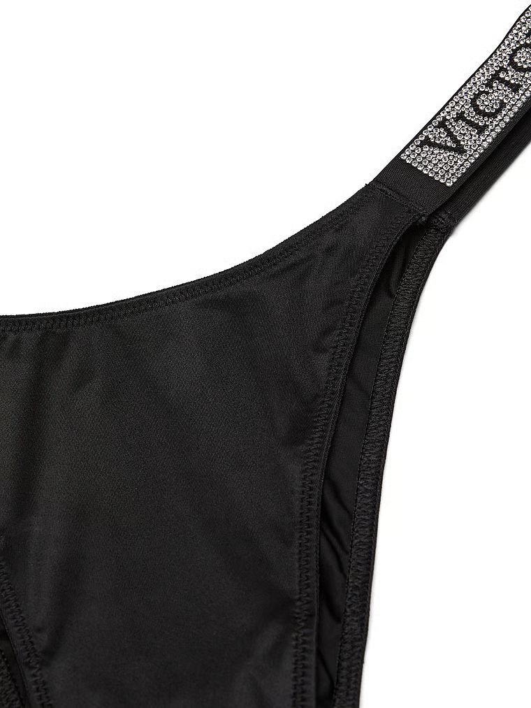 Chiloți brazilieni cu dungi braziliene Shine Trap. Produsul este negru și provine din colecția Very Sexy.