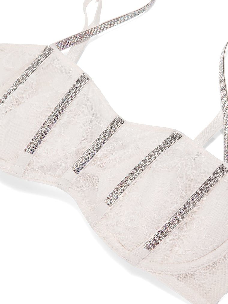 Sutien Gradient Shine Bandeau din dantelă ușor căptușit. Produsul este de culoare albă și provine din colecția Very Sexy.