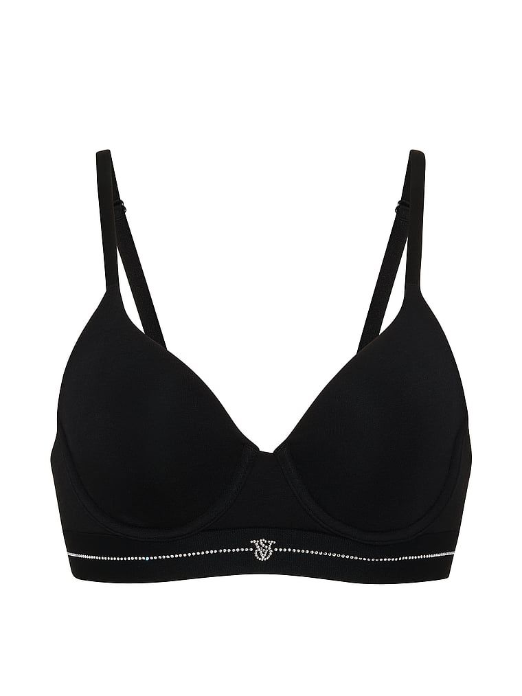 Sutien push-up Perfect Shape Signature Shine Push-up din bumbac. Produsul este negru și provine din colecția de tricouri.