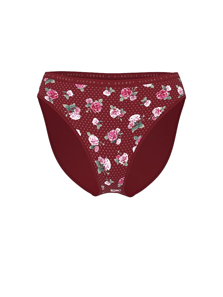 Chiloți din bumbac cu picioare înalte Chiloți cu picioare înalte. Produsul are un model floral și provine din colecția Victoria's Secret.