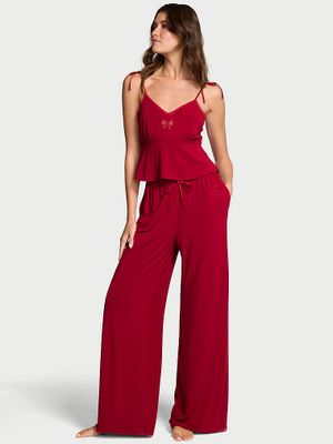 Victoria's Secret Set din modal moale cu top Cami cu fundă și pantaloni evazați
