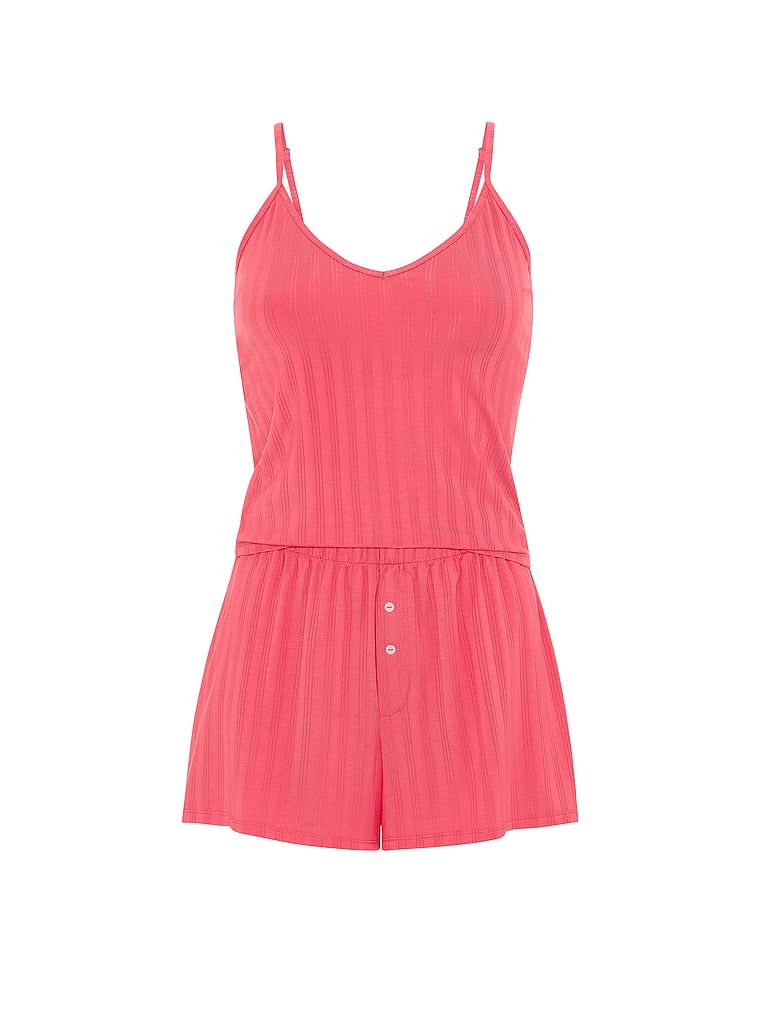 Set de dormit modal - top cu bretele și pantaloni scurți SoSoft. Produsul este roșu și provine din colecția Victoria's Secret.