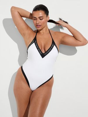 Victoria's Secret Swim Costum de baie decoltat, întreg, cu logo emblematic