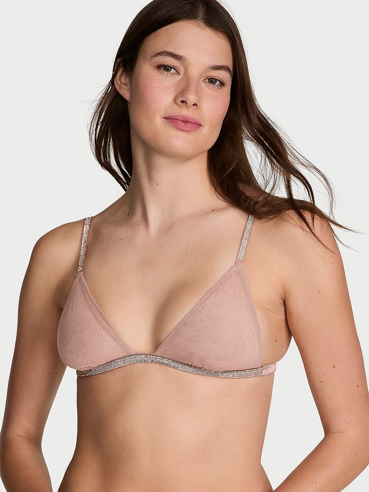 Very Sexy Bustieră Bralette triunghiulară strălucitoare și transparentă