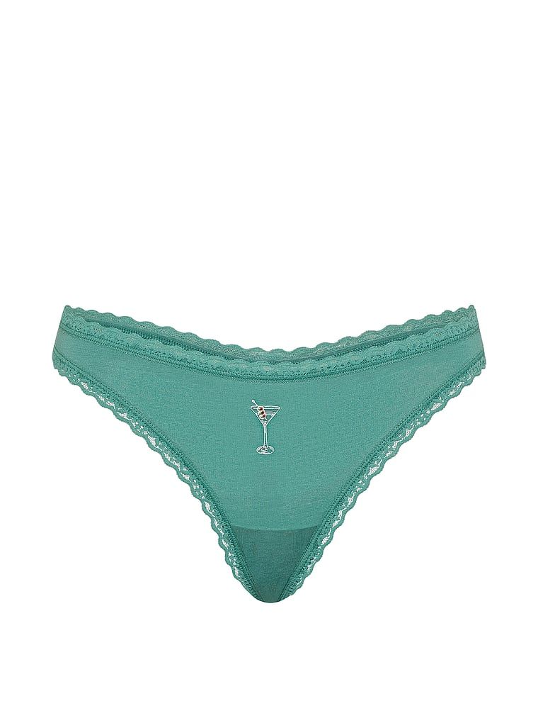 Tanga de bumbac cu dantelă pe margini: talie din dantelă. Produsul este modelat și provine din colecția Lace Trim.
