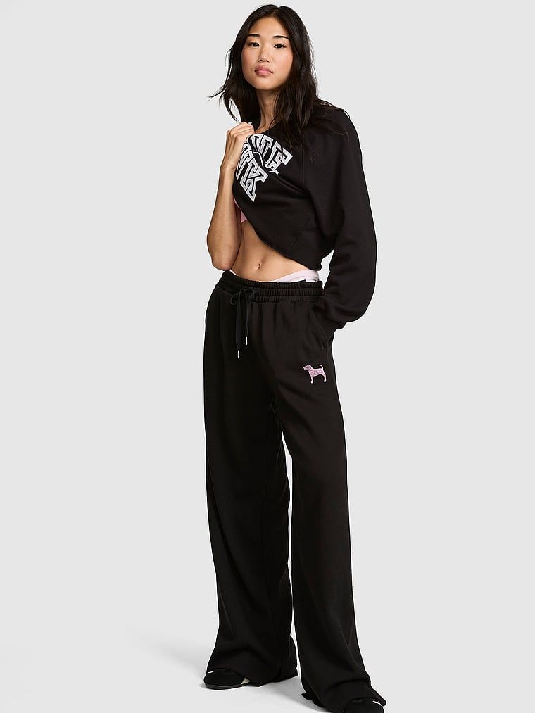 PINK Pantaloni de trening Campus Fleece cu croială largă și șlițuri