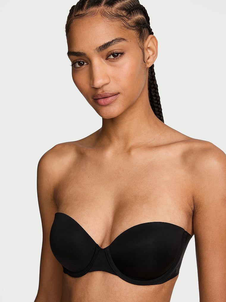 Sutien pushless fără bretele Uplift. Produsul este negru și provine din colecția Invisible by Victoria's Secret.
