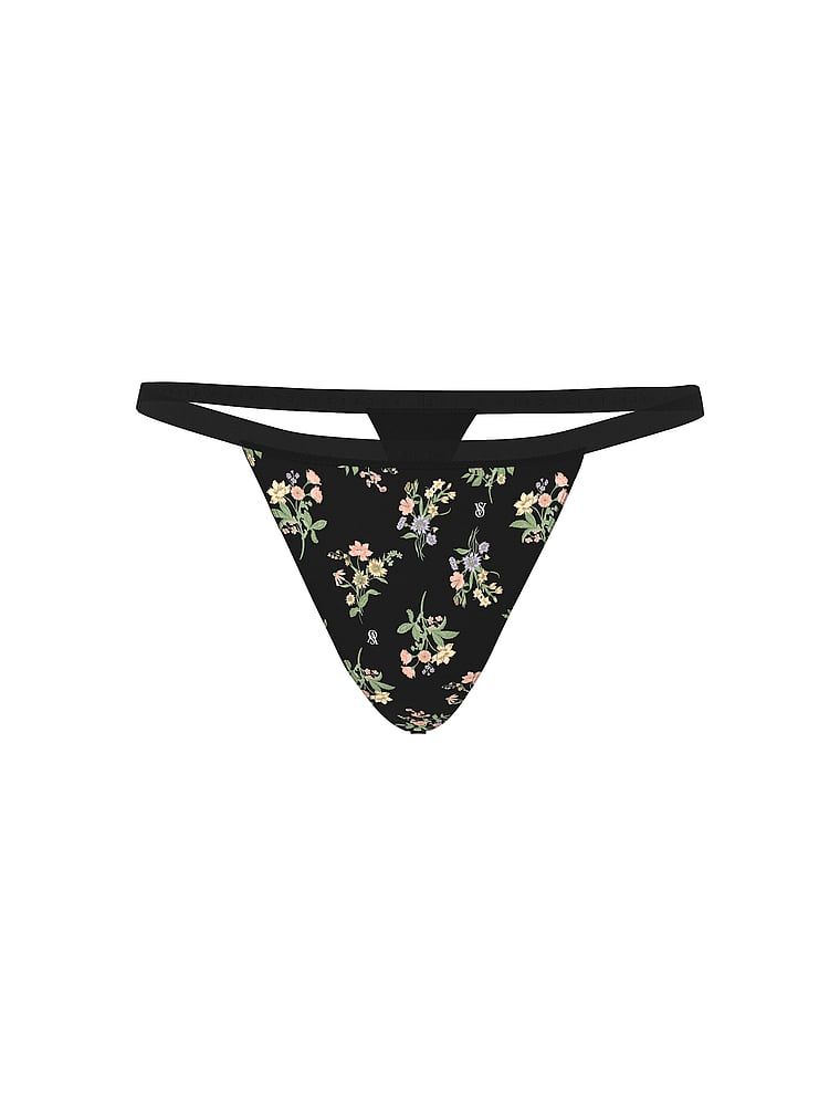 Tanga de bumbac elastic. Produsul are un model floral și provine din colecția Victoria's Secret.