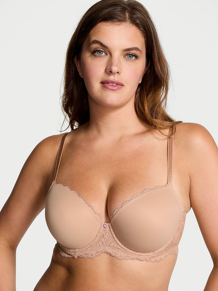 Dream Angels Sutien Demi neted, din dantelă, cu căptușeală subțire și acoperire clasică