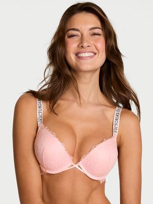 Very Sexy Sutien cu Push-Up din dantelă în formă de trandafir Bombshell Add-2-Cups cu bretele strălucitoare