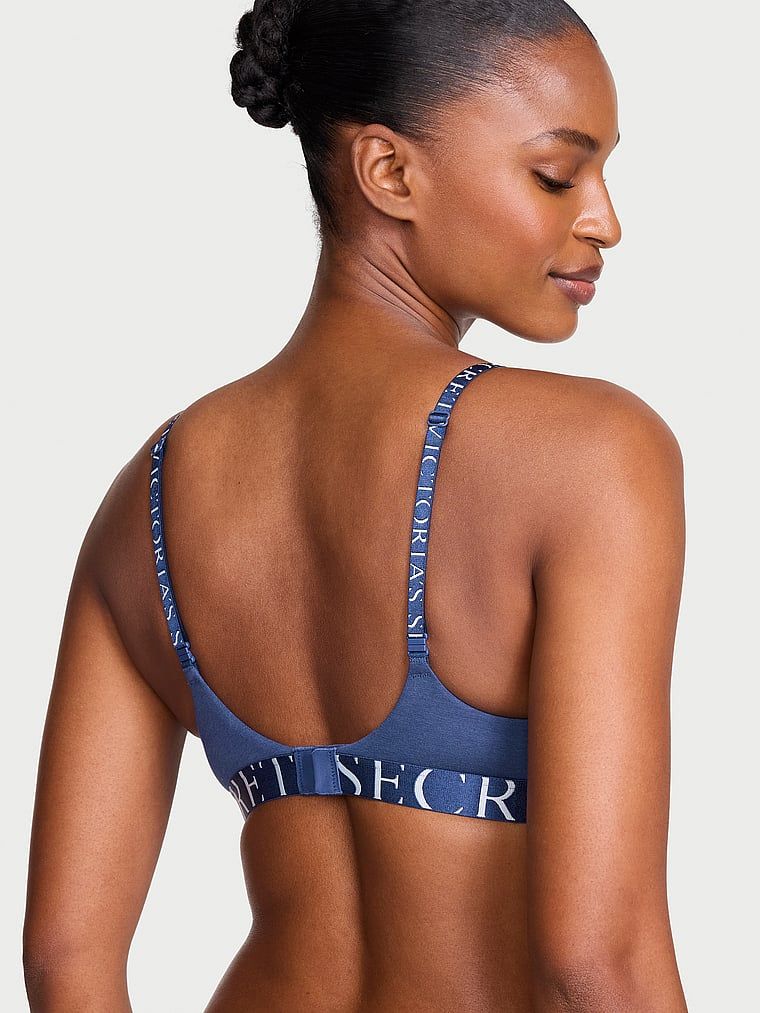 Sutien de bumbac push-up Perfect Shape Exploded Logo. Produsul este albastru și provine din colecția de tricouri.