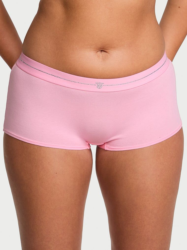Cotton Chiloți Boyshort cu logo strălucitor, din bumbac