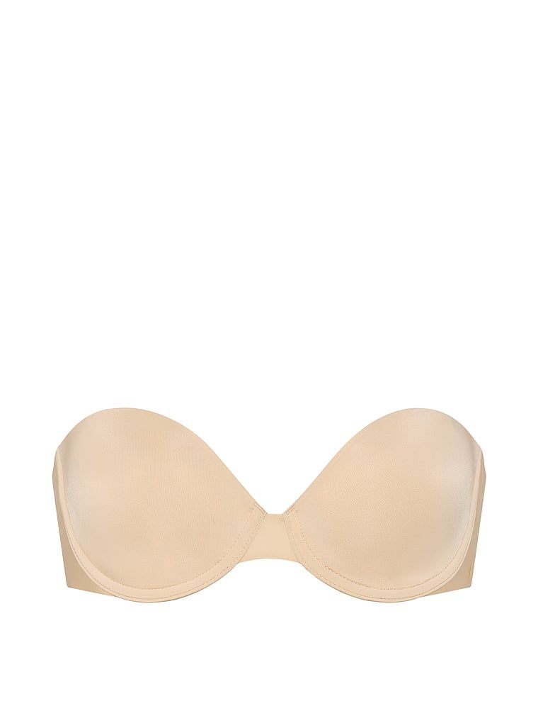 Suten fără bretele cu bretele ușor căptușite. Produsul este de culoare bej și provine din colecția Invisible by Victoria's Secret.