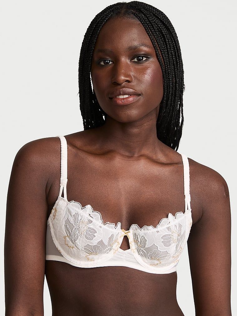 Dream Angels Sutien Balconette Wicked fără căptușeală Wicked Bridal cu broderie cu bujori