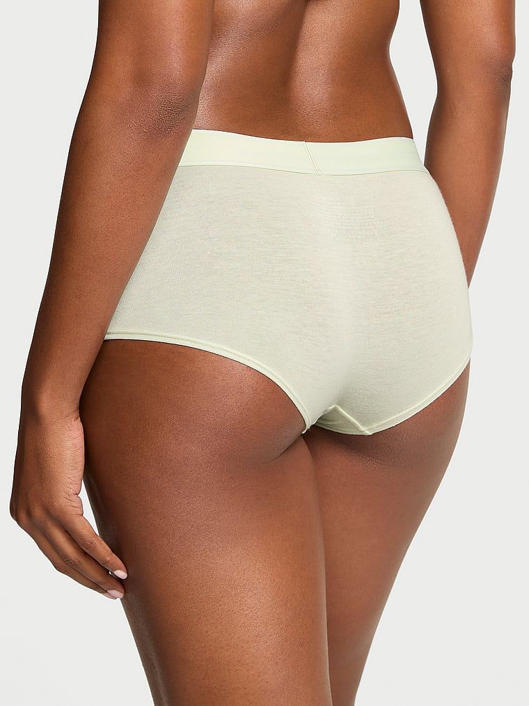 Pantaloni scurți din bumbac cu logo în talie Boyshort. Produsul este de culoare verde și provine din colecția Bumbac.