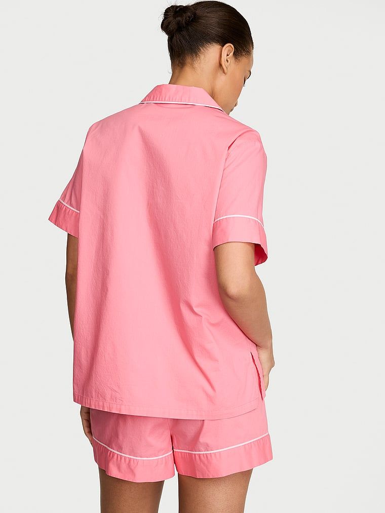 Pijamale din bumbac cu pantaloni scurți Heritage. Produsul este roz și provine din colecția Victoria's Secret.