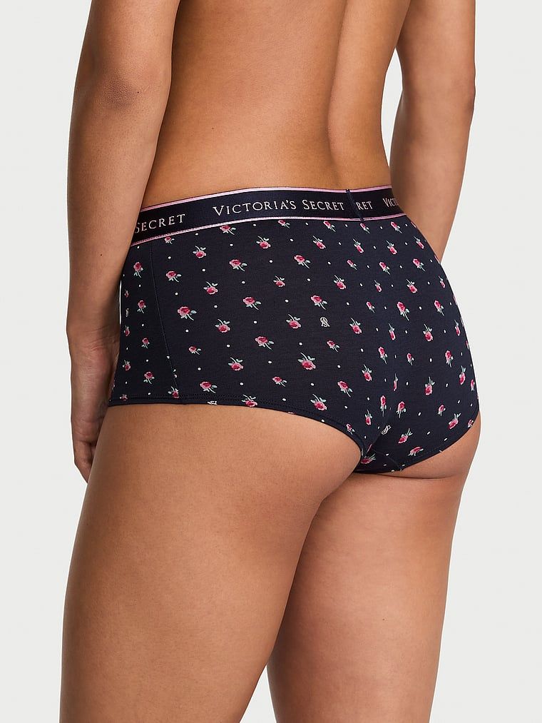 Pantaloni scurți din bumbac cu logo-ul la talie Boyshort. Produsul are o culoare florală și provine din colecția Bumbac.