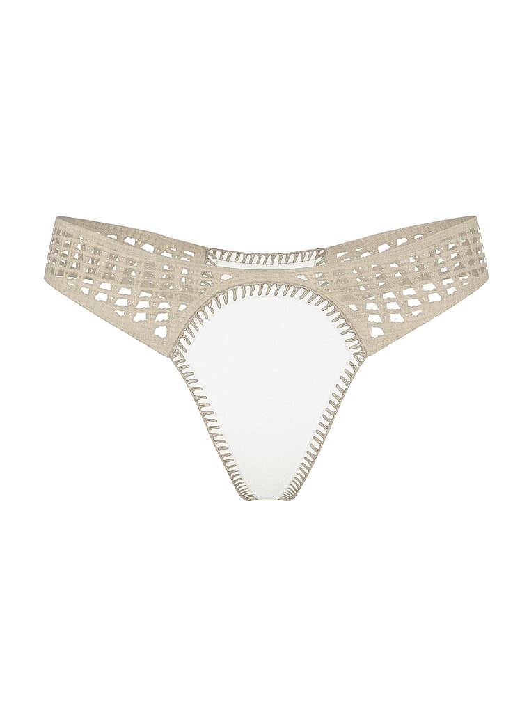 Tanga de jos Bikini Archives Crochet Scuba. Produsul este alb și provine din colecția Victoria's Secret Swim.