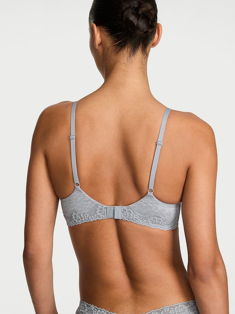 Sutien din bumbac ușor căptușit, Lace-Trim. Produsul este de culoare gri și provine din colecția de tricouri.