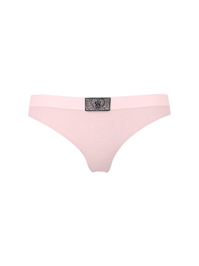 Tanga de bumbac cu logo-ul lucios Heart Shine Patch. Produsul este roz și provine din colecția Bumbac.