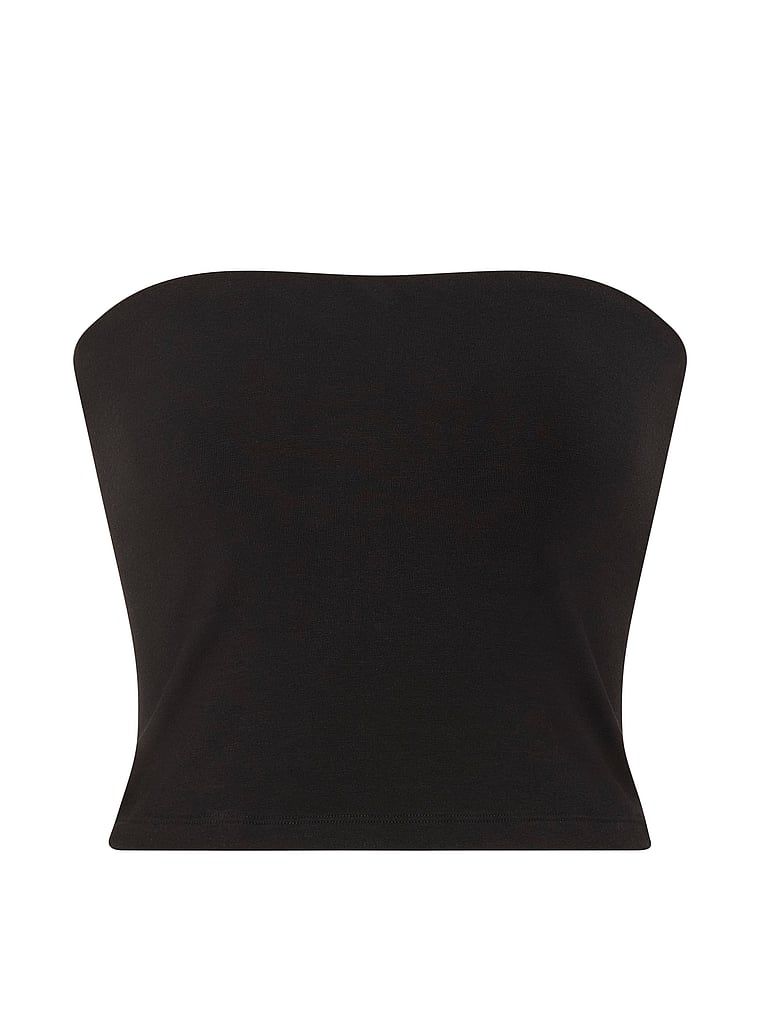 Bluză tubă fără bretele din bumbac. Produsul este negru și provine din colecția Angel Essentials.